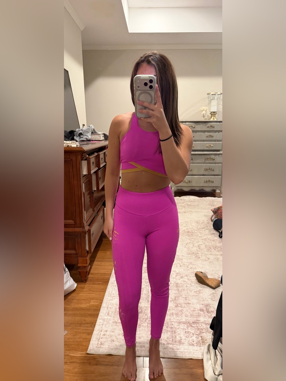 Free People Pink High-Waist Cutout Active Leggings Set